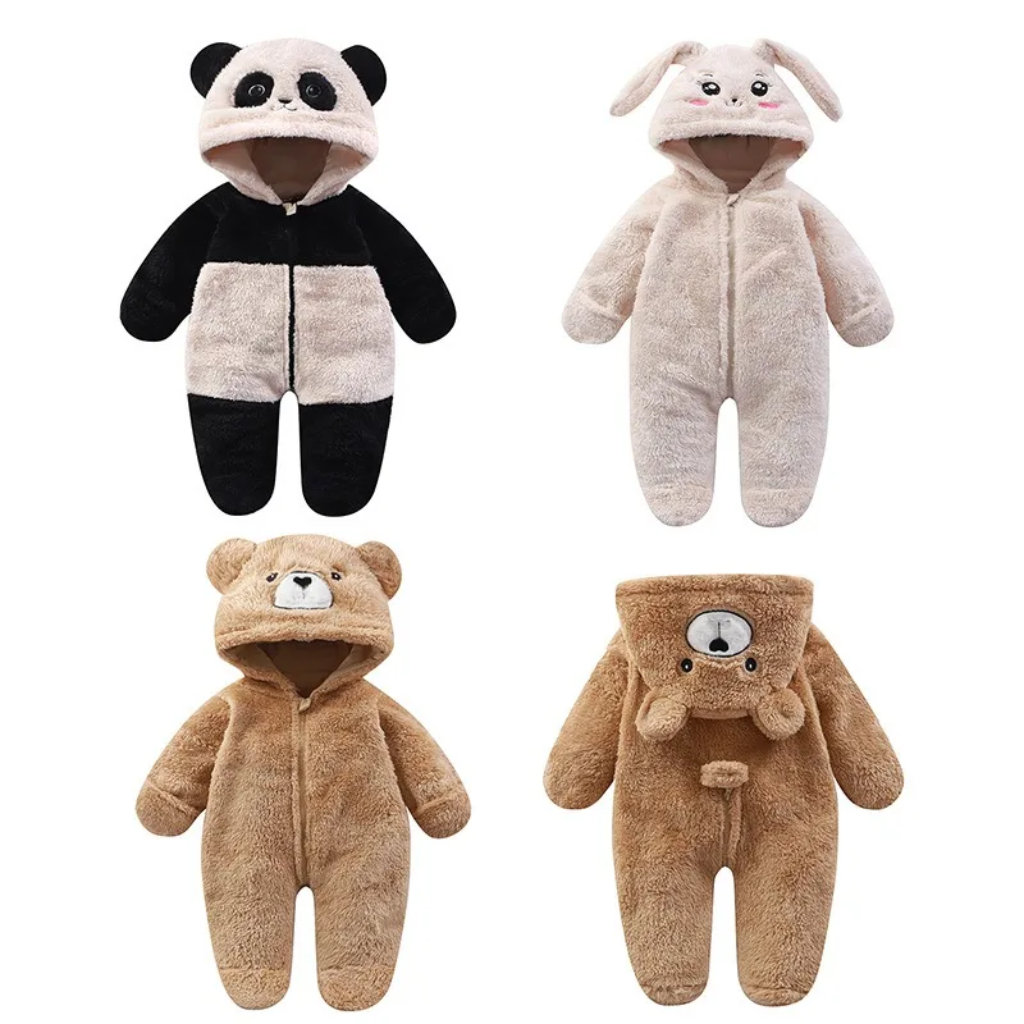 CozyBear – Blødt & varmt – Baby-onesie med dyrehætte