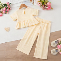 Thumbnail for SoftCharm – Elegant og behageligt – Pigesæt med bluse med flæser og lange bukser