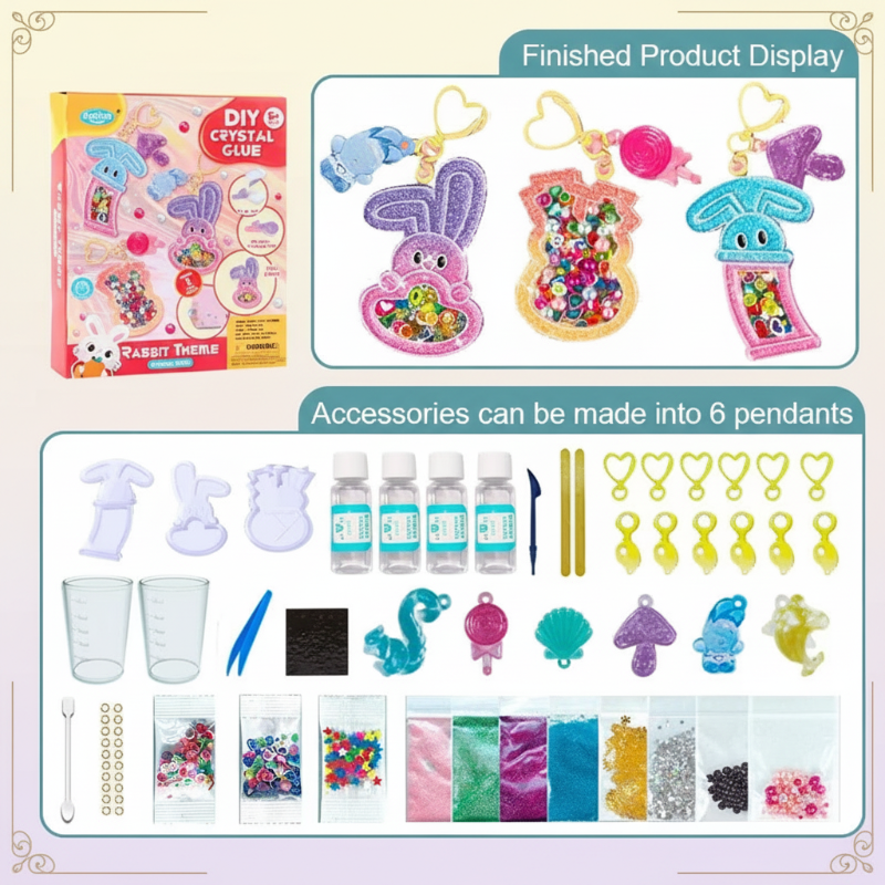 DIY Crystal Keychain Kit – Kreativt & legesygt – Nøglerings-håndværkssæt