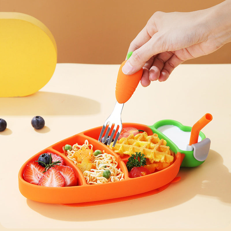 MiniMeal – Sikker og skridsikker – Silikone-spisebordsæt til småbørn med bestik
