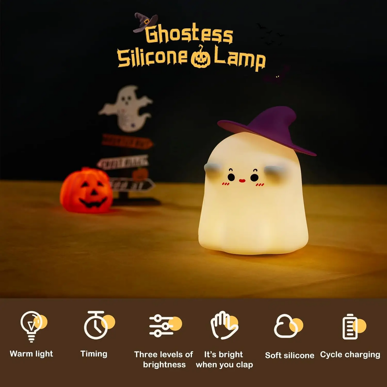 SpookyLamp – Sødt & stemningsfuldt – Halloween-natlampe