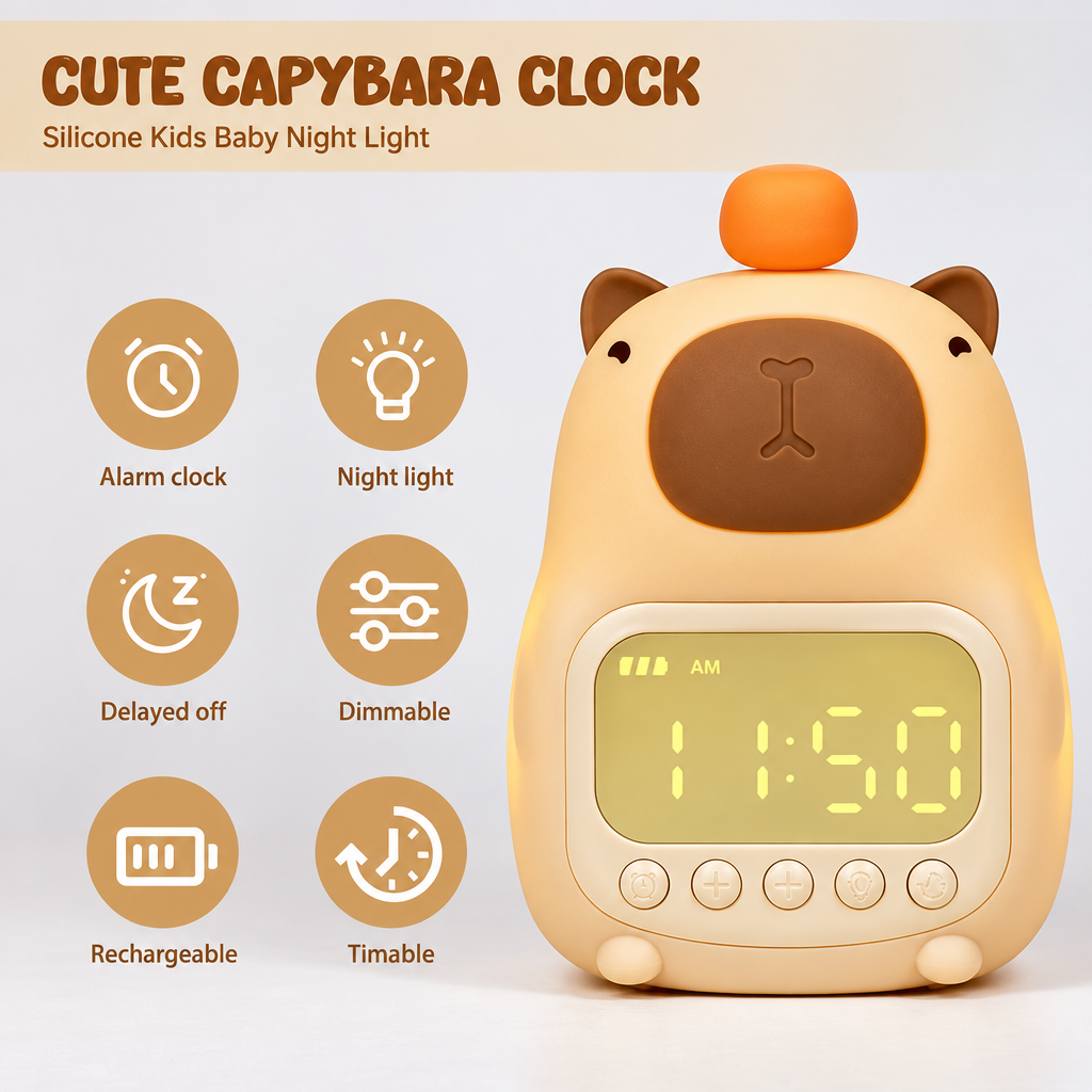 CappyClock – Sød & multifunktionel – digital vækkeur til børn med natlampe