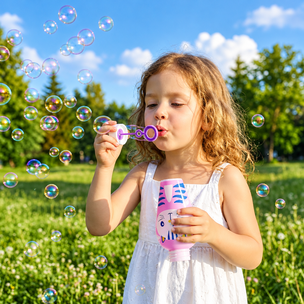BubblePals – Munter & legende – Mini-boblemaskine med dyremotiv, der forhindrer spild