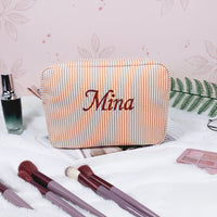 Thumbnail for Striped Name Pouch – Personlig og stilfuld – Makeup-taske