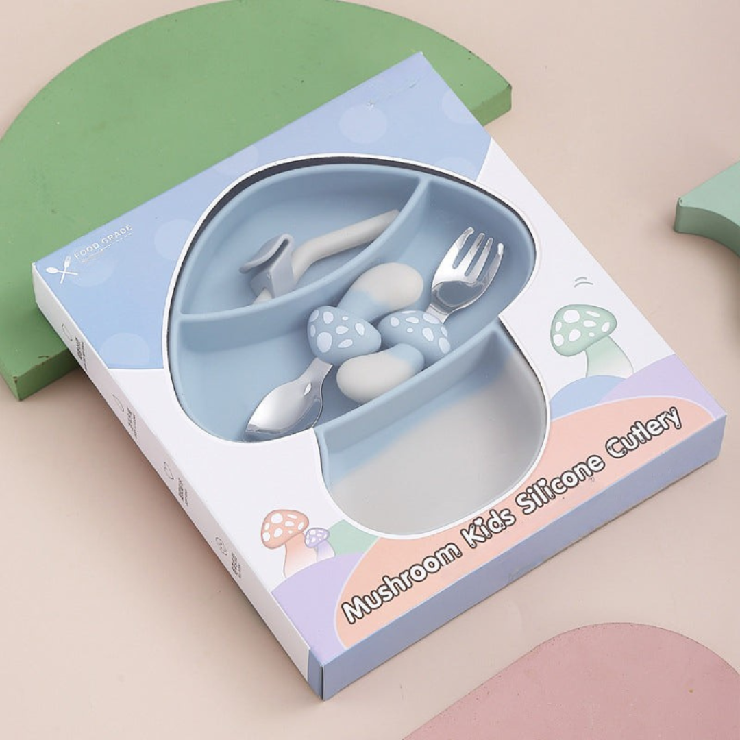 MiniMeal – Sikker og skridsikker – Silikone-spisebordsæt til småbørn med bestik