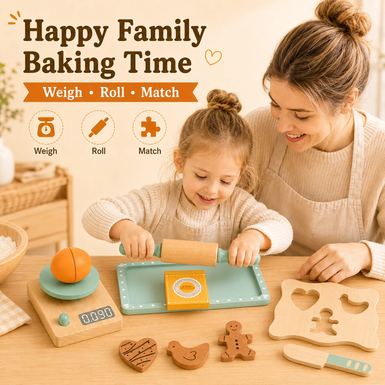 BakeBuddy – Kreativt & lærerigt – Legetøj: Bagesæt af træ