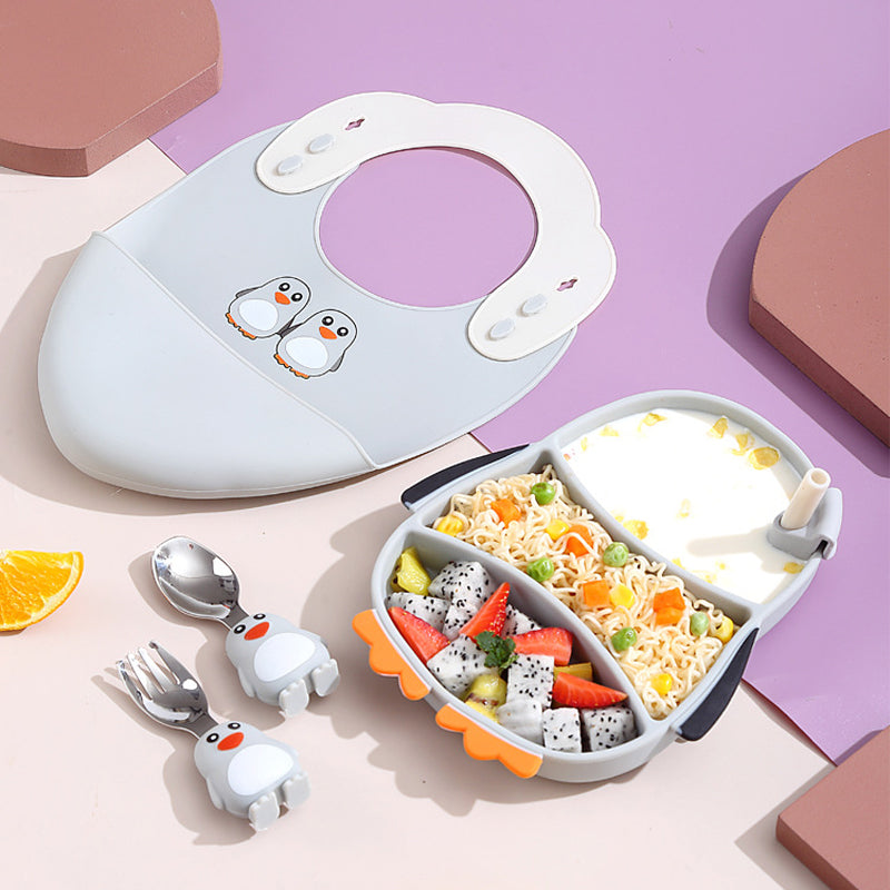 MiniMeal – Sikker og skridsikker – Silikone-spisebordsæt til småbørn med bestik