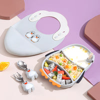 Thumbnail for MiniMeal – Sikker og skridsikker – Silikone-spisebordsæt til småbørn med bestik