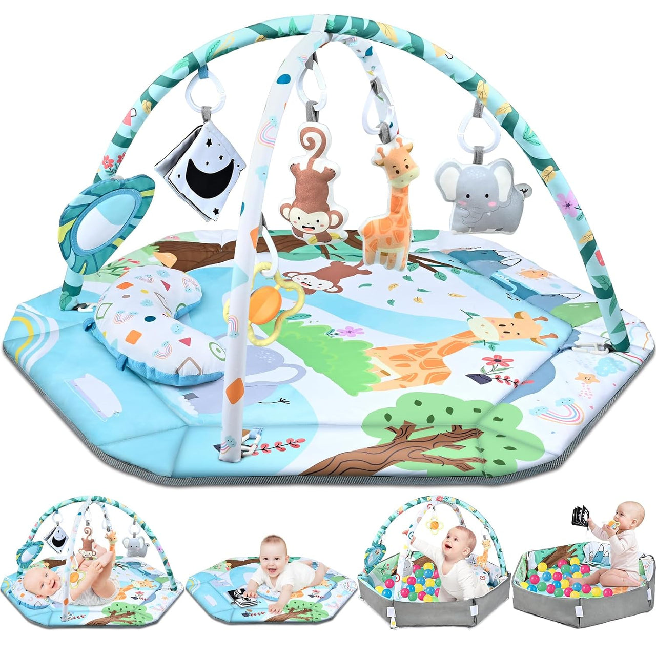 SensoryHaven – 8-i-1 Vækst & Leg – Baby Legtæppe