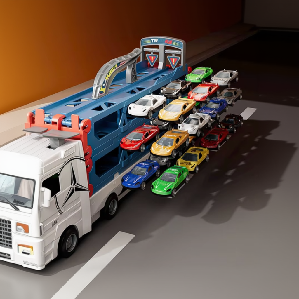 CarHauler – Legende & eventyrligt – Biltransportør-legesæt med racerbiler