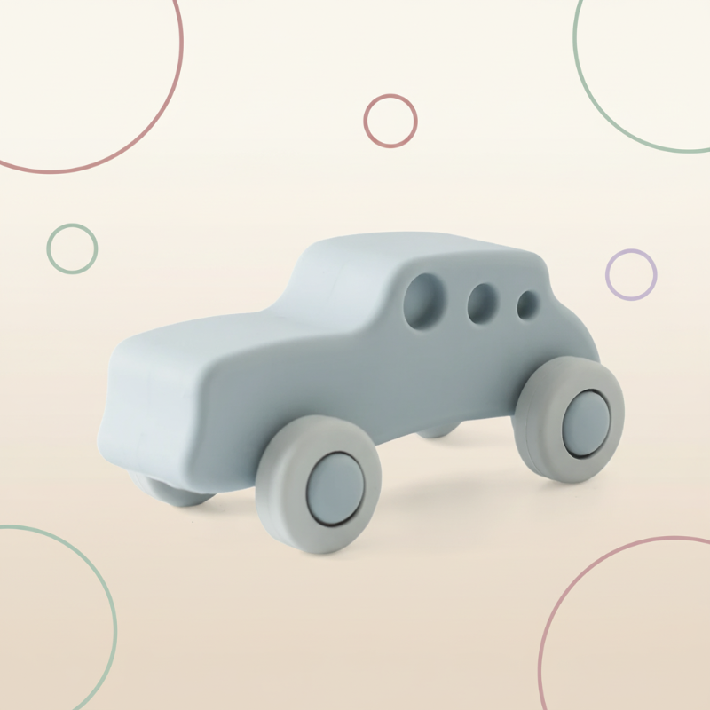 Montessori Silicone Toy Car – Sikker & bidvenlig – Bidelegetøj i form af et køretøj i silikone