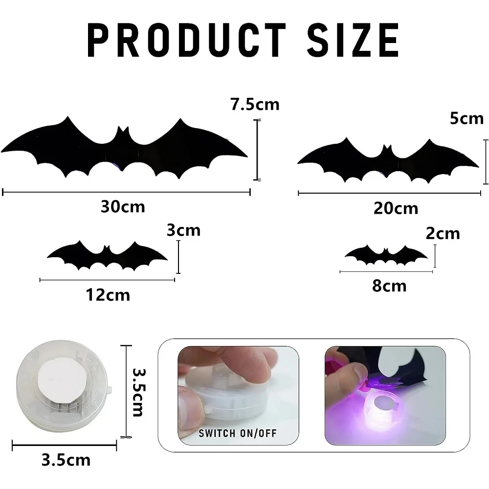 SpookyGlow – Uhyggelig & stemningsfuld – LED-vægdekoration med Halloween-flagermus