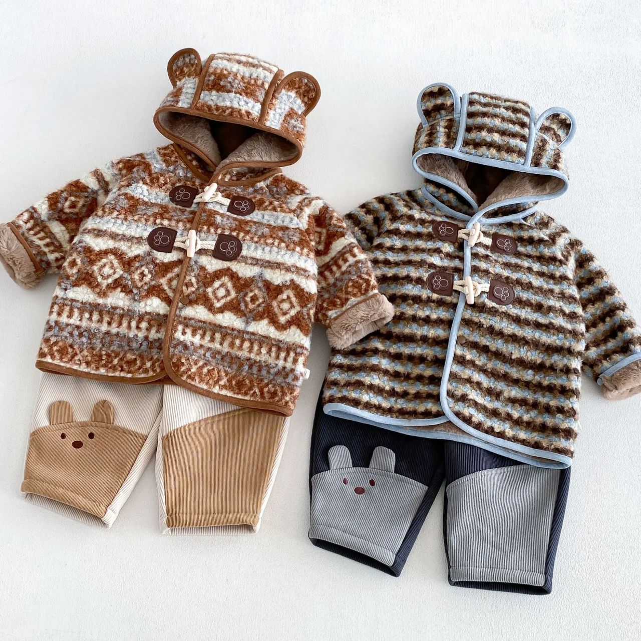 LittleWarm – Hyggelig og stilfuld – Vinterfrakke med Fair Isle-mønster