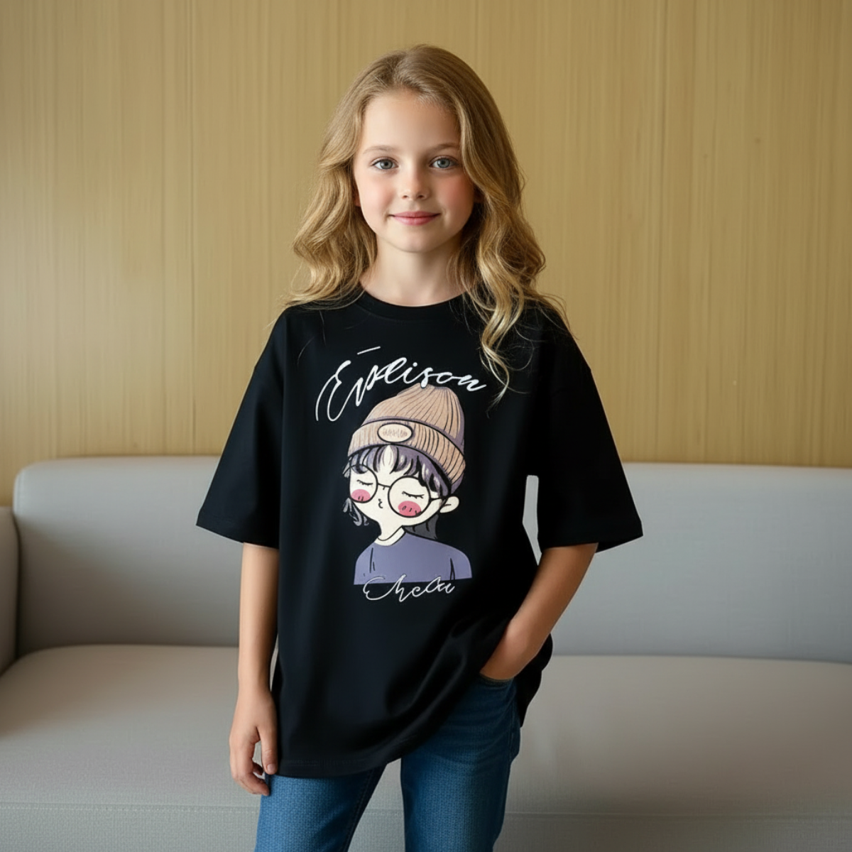 CuteStyle – Trendy og behagelig – T-shirt med oversized tegneserieprint