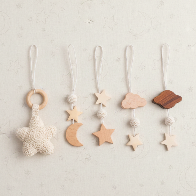 Wooden Baby Rattle Toy – Sansestimulerende & sikkert – Baby Gym