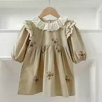 Thumbnail for Mini Fashion™ - Kjole - Beige mønsterKomfortabel og stilfuld - Forår Romper Kjoler Børn