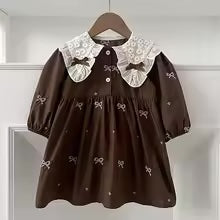 Mini Fashion™ - Kjole - Beige mønsterKomfortabel og stilfuld - Forår Romper Kjoler Børn