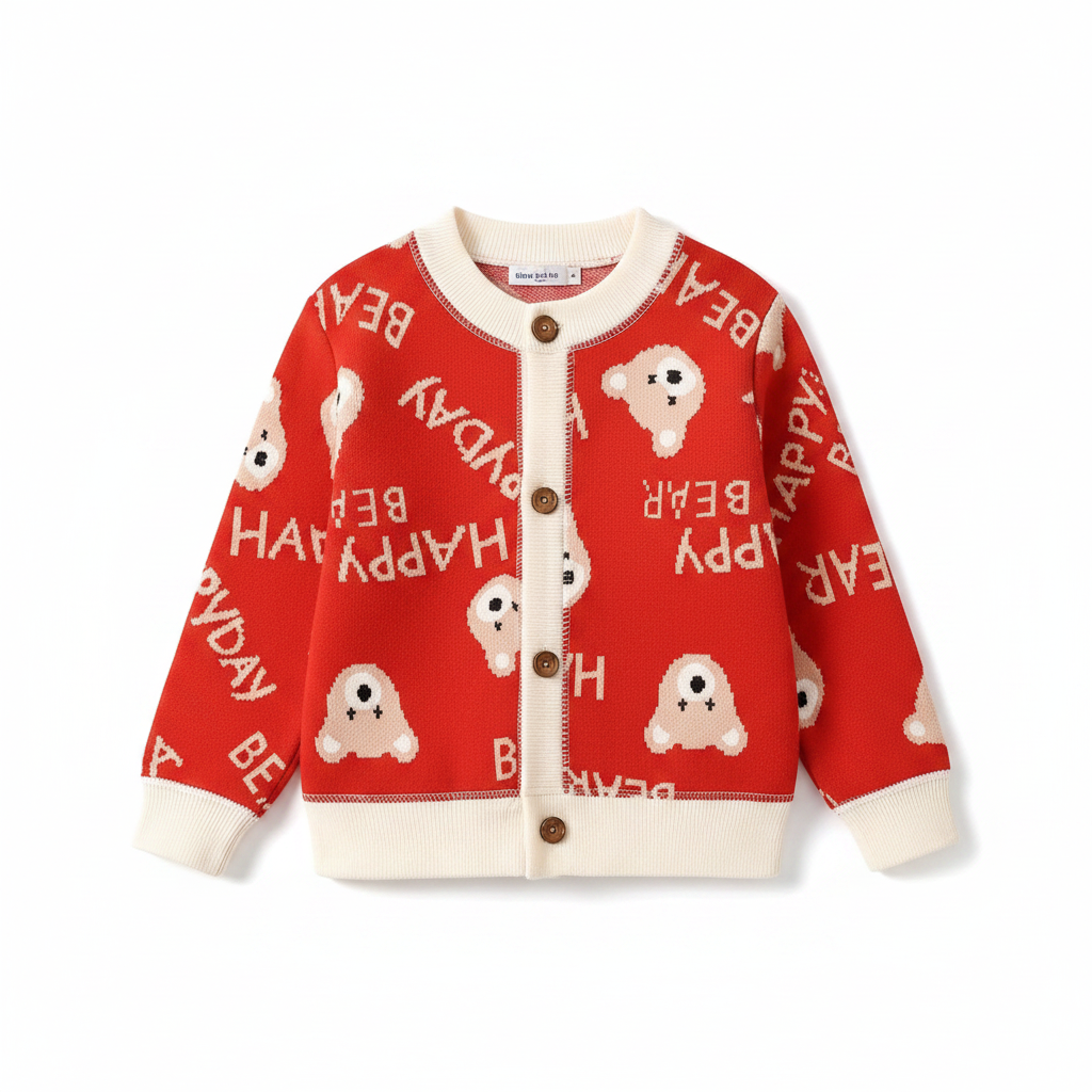 CozyCardi – Blød & Varm – Strikket Cardigan med Søde Prints