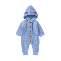 Thumbnail for SoftKnit –Varm og sød – strikket baby-jumpsuit med hætte