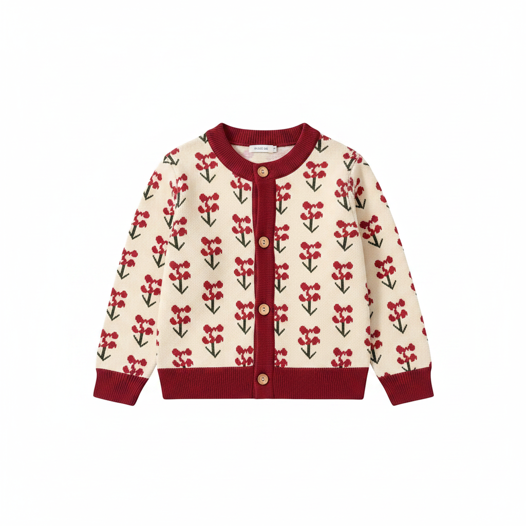 CozyCardi – Blød & Varm – Strikket Cardigan med Søde Prints