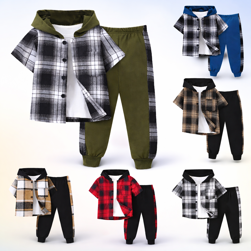 Boys Checkered Outfit – Trendy og behageligt – Børnetøjssæt med tern