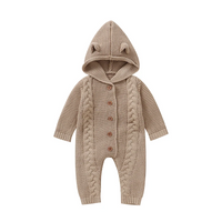 Thumbnail for SoftKnit –Varm og sød – strikket baby-jumpsuit med hætte