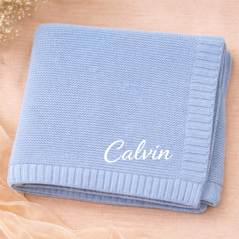 Personalized Baby Blanket – Blødt & unikt – Personligt broderet tæppe i bomuld