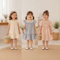 Thumbnail for Short Sleeve Embroidery Dress – Elegant & komfortabel – boutique-pige-kjole