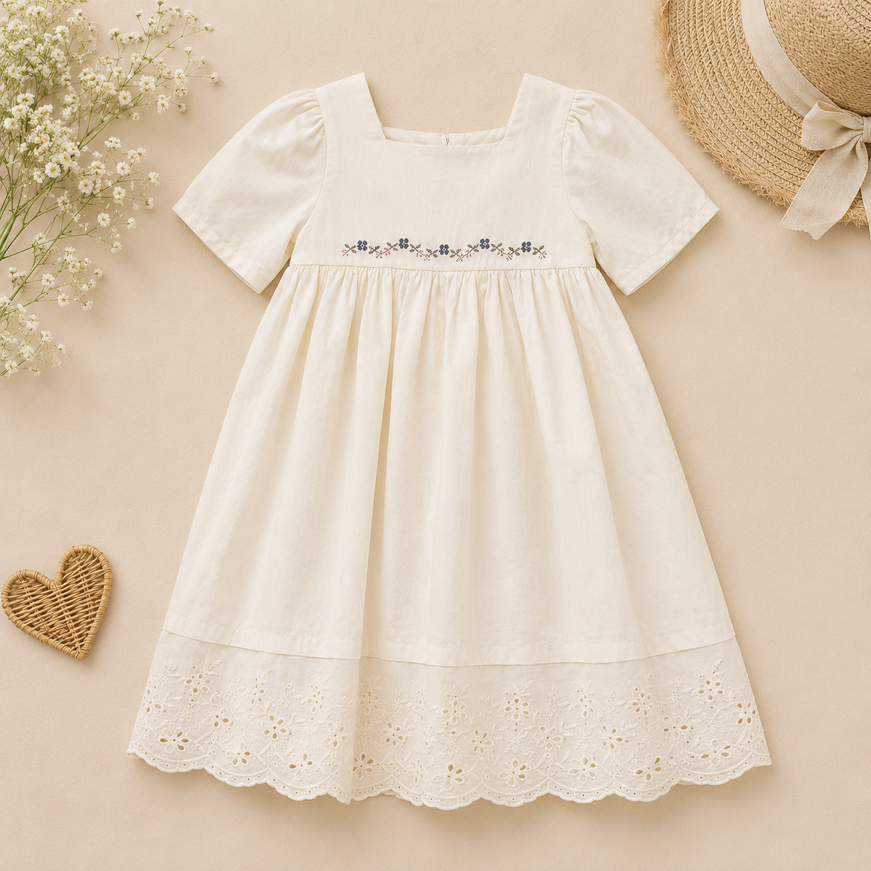 Lace Stitching Dress – Elegance & komfort – Blonder & broderier