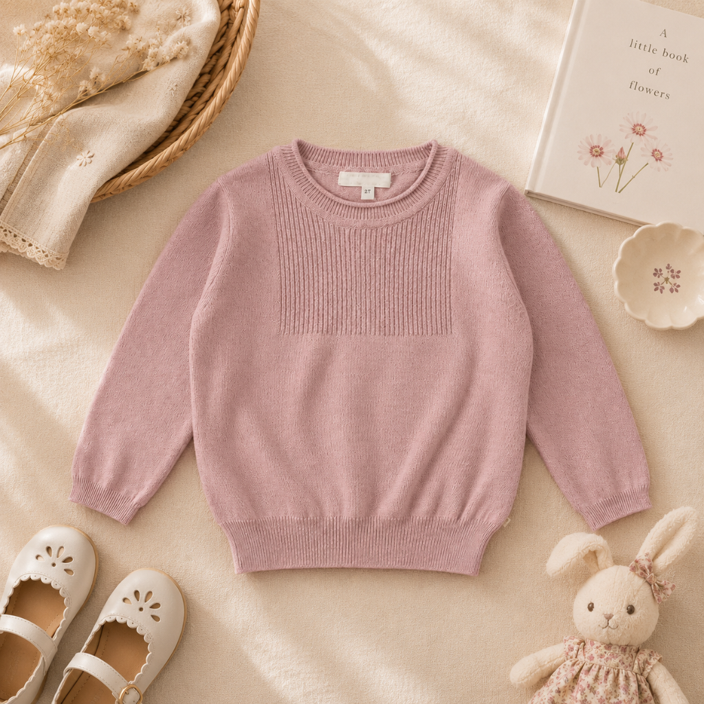 Thin Cotton Pullover – Lys & Komfort – Strikket børnebluse