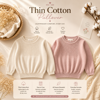 Thumbnail for Thin Cotton Pullover – Lys & Komfort – Strikket børnebluse
