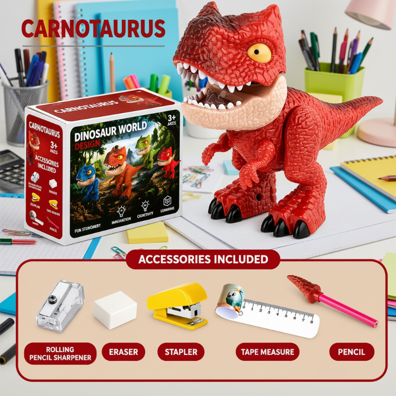 Dinosaur Stationery Toy – Kreativt og lærerigt – 5-i-1 skrivebordssæt