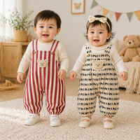 Thumbnail for Striped Overall Romper – Blødt & behageligt – Jumpsuit til børn