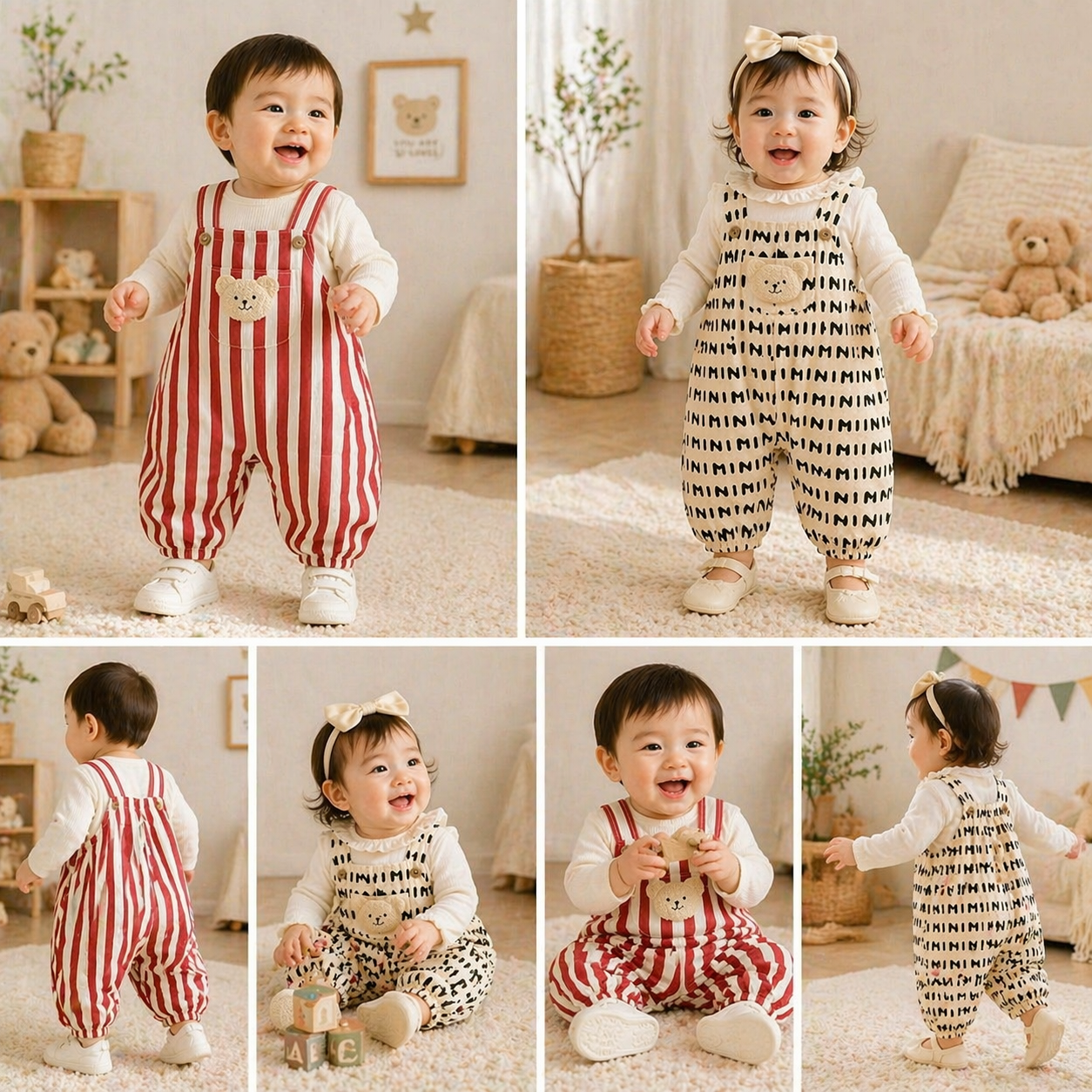 Striped Overall Romper – Blødt & behageligt – Jumpsuit til børn
