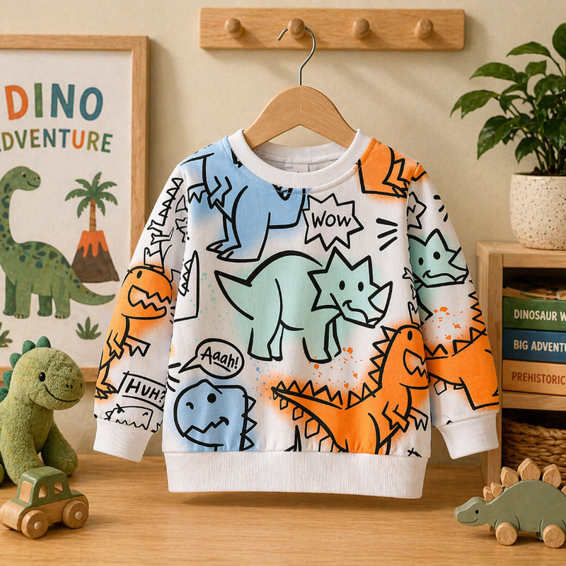 Kids Dinosaur Sweatshirt – Komfort & stil – Dino børnesweater