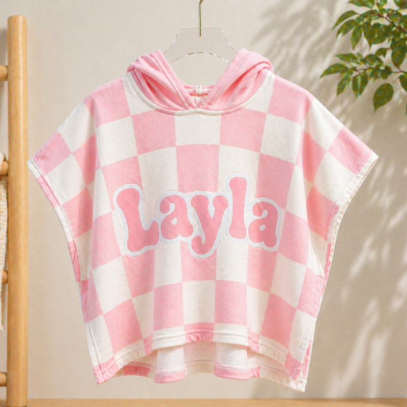 Personalized Hooded Towel – Blødt & unikt – Personlig badekåbe til børn