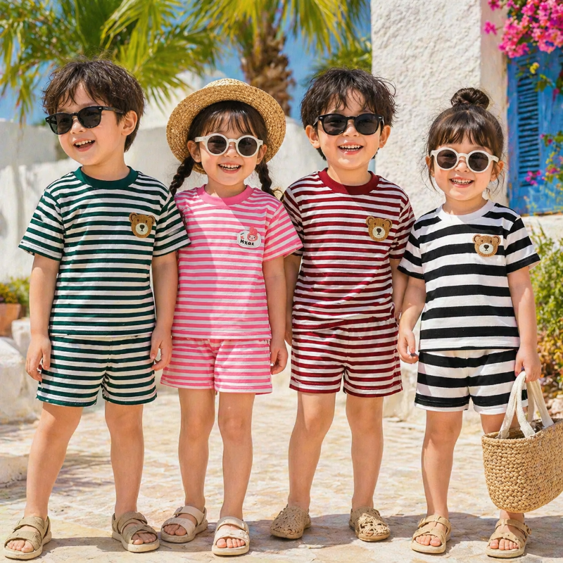 Kids Stripe Outfit – Trendy & komfortabelt – Sommeroutfit til børn