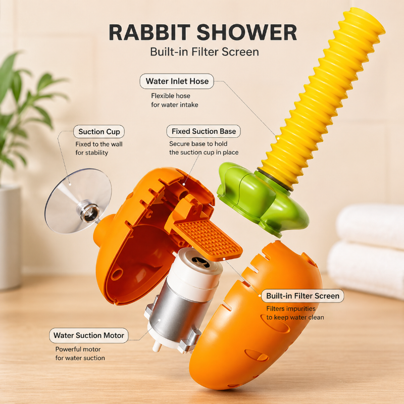 Rabbit Bath Shower Toy – Leg og vandglæde – Badespil med sprøjtefunktion