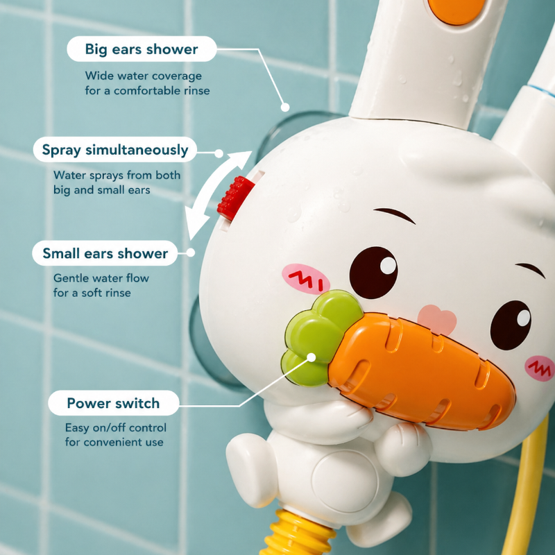 Rabbit Bath Shower Toy – Leg og vandglæde – Badespil med sprøjtefunktion