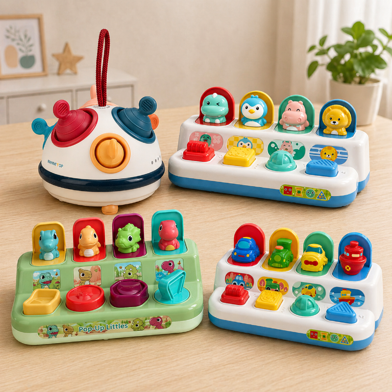 Pop Up Activity Toy – Udforsk & Lær – Sensorisk babylegetøj