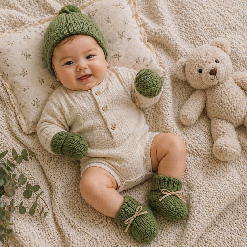 Booties & Mittens – Blødt & varmt – sæt med handsker og tøfler