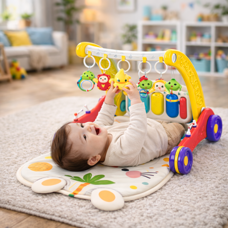 Step & Play – Interaktivt og sikkert – 3-i-1 gåvogn og babygymnastik