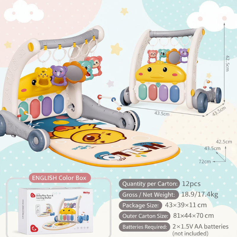 Step & Play – Interaktivt og sikkert – 3-i-1 gåvogn og babygymnastik