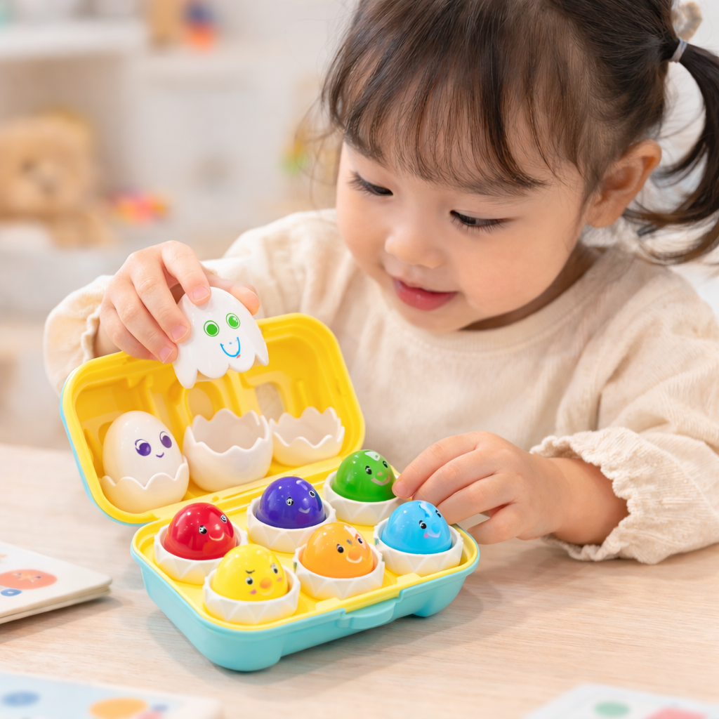 Montessori 3D Eggs Puzzle – En sjov påskeaktivitet – Æg-sorteringsspil