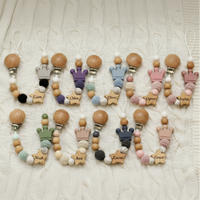 Thumbnail for Baby Pacifier Holder – Med namn – Personliga trä- och silikonpärlor