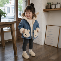 Thumbnail for Girls Bunny Denim Coat – Varm & behagelig – Børnejakke
