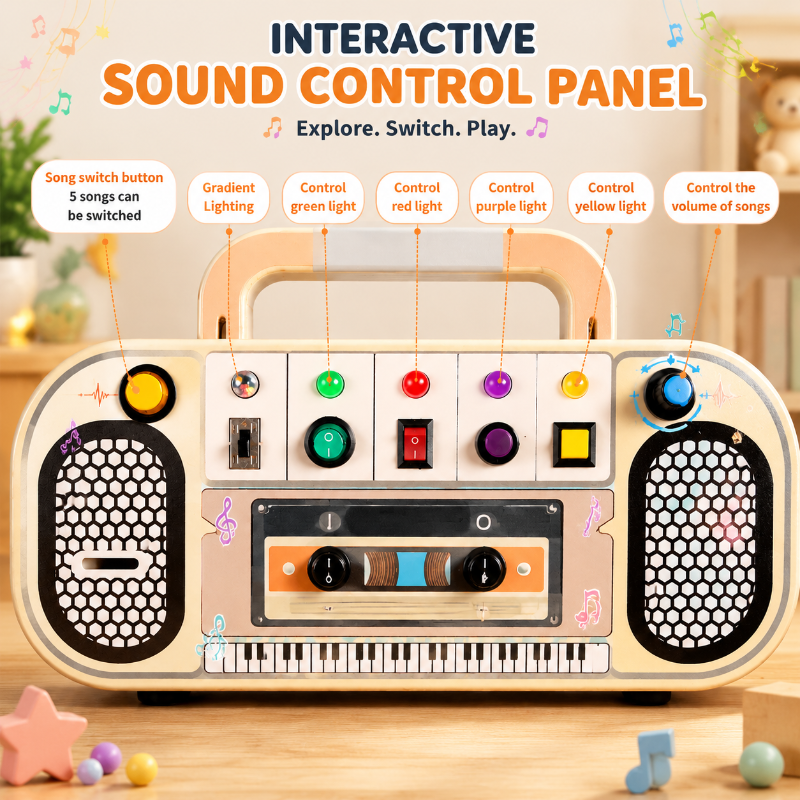 Wooden Busy Board – Motorik & interaktivitet – Aktiviteter Musikbræt