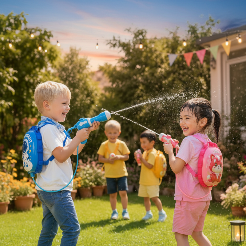 Kids Water Blaster – Legesygt & praktisk – Rygsæk med vandpistol