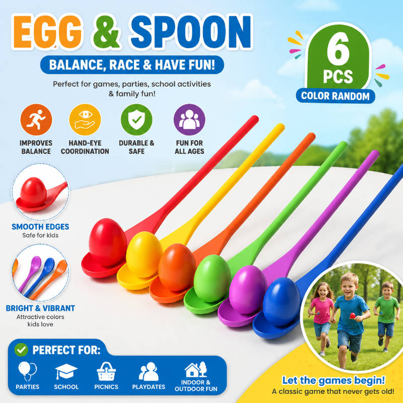 Wooden Egg Spoon Game – Motorik & læring – Ægge-løb og balance-spil