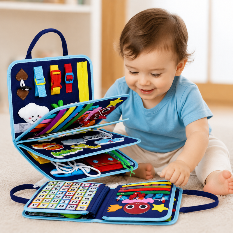 7-in-1 Busy Board – Motorik & læring – Aktivitetstavle